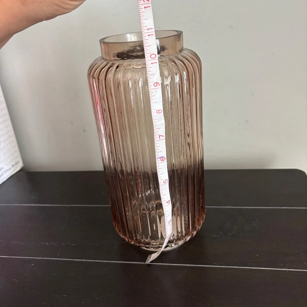 Better Homes & Gardens Pink Glass Vase | Ribbed 10